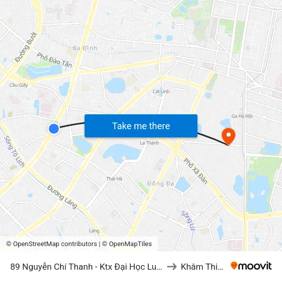 89 Nguyễn Chí Thanh - Ktx Đại Học Luật to Khâm Thiên map