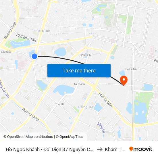 Hồ Ngọc Khánh - Đối Diện 37 Nguyễn Chí Thanh to Khâm Thiên map