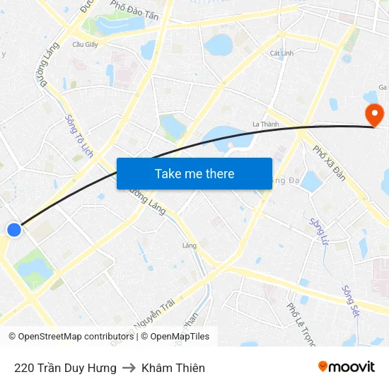 220 Trần Duy Hưng to Khâm Thiên map