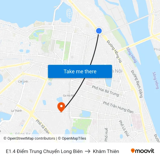 E1.4 Điểm Trung Chuyển Long Biên to Khâm Thiên map