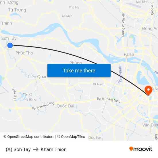 (A) Sơn Tây to Khâm Thiên map