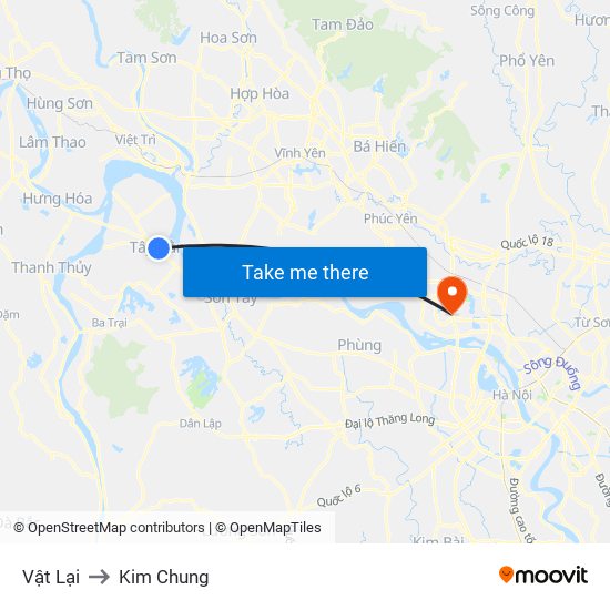 Vật Lại to Kim Chung map