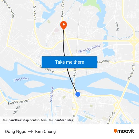 Đông Ngạc to Kim Chung map