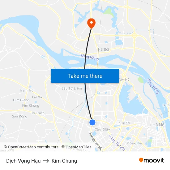 Dịch Vọng Hậu to Kim Chung map