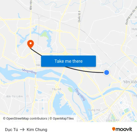 Dục Tú to Kim Chung map