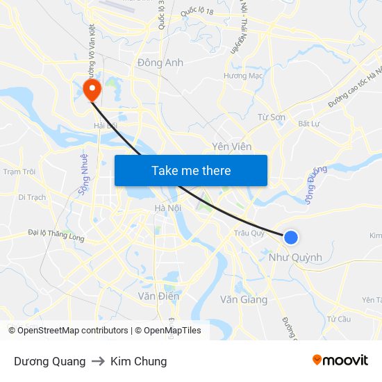 Dương Quang to Kim Chung map