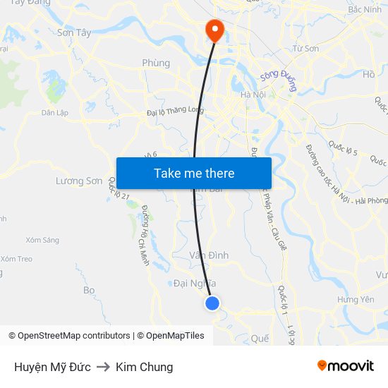 Huyện Mỹ Đức to Kim Chung map