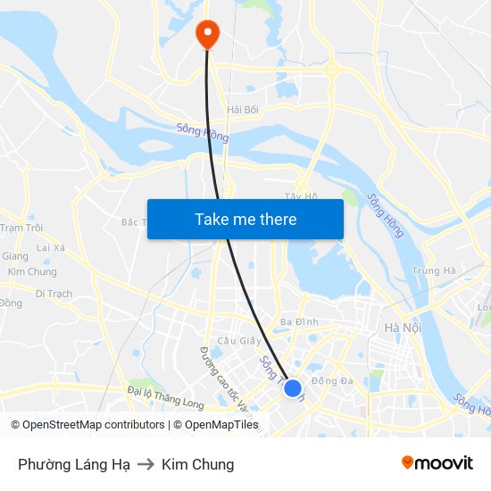 Phường Láng Hạ to Kim Chung map