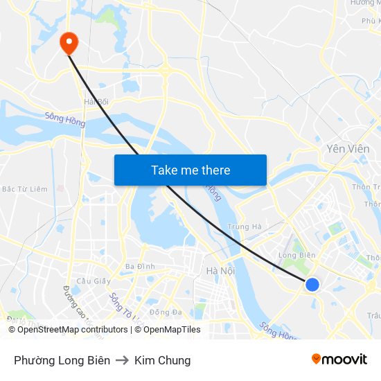 Phường Long Biên to Kim Chung map