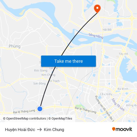 Huyện Hoài Đức to Kim Chung map