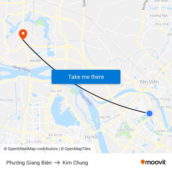 Phường Giang Biên to Kim Chung map