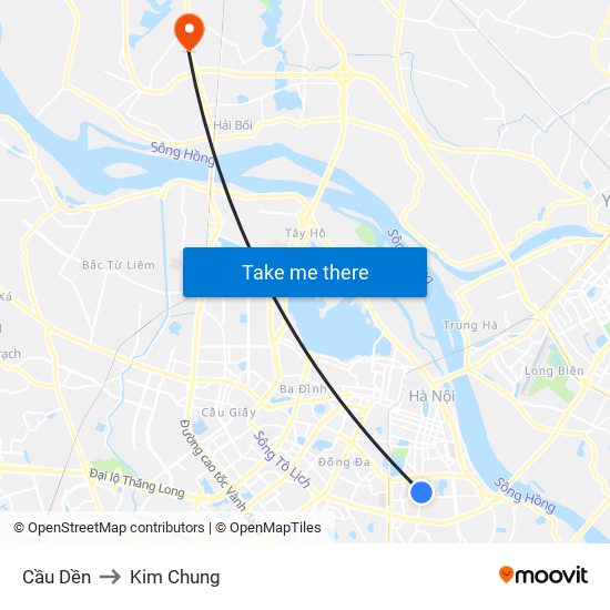 Cầu Dền to Kim Chung map