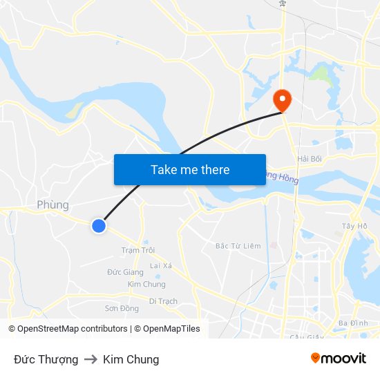 Đức Thượng to Kim Chung map