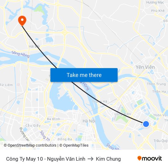 Công Ty May 10 - Nguyễn Văn Linh to Kim Chung map