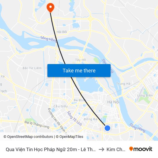 Qua Viện Tin Học Pháp Ngữ 20m - Lê Thanh Nghị to Kim Chung map