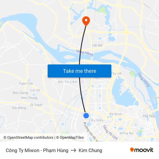 Bệnh Viện Đa Khoa Y Học Cổ Truyền - 6 Phạm Hùng to Kim Chung map