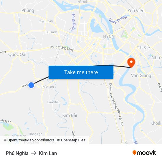 Phú Nghĩa to Kim Lan map