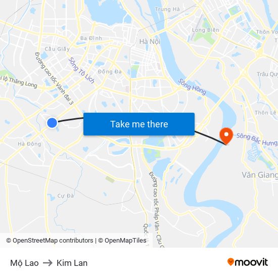 Mộ Lao to Kim Lan map