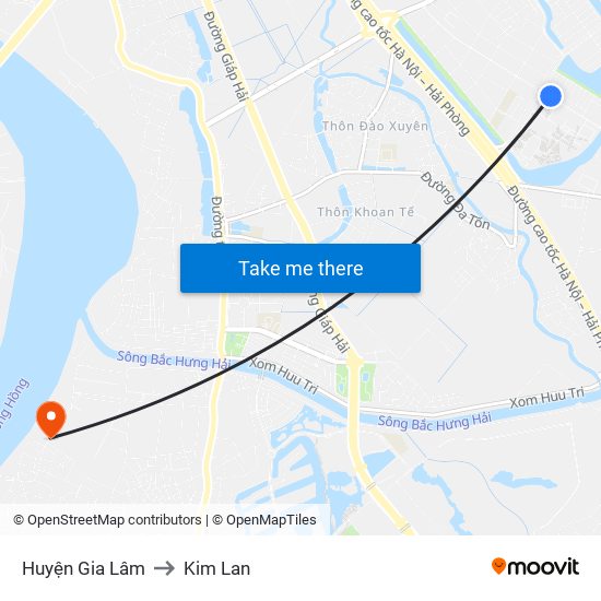 Huyện Gia Lâm to Kim Lan map