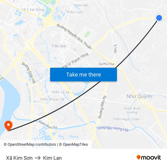 Xã Kim Sơn to Kim Lan map