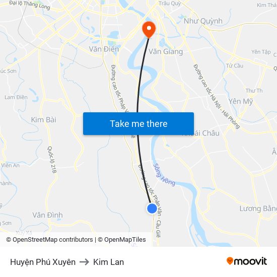 Huyện Phú Xuyên to Kim Lan map