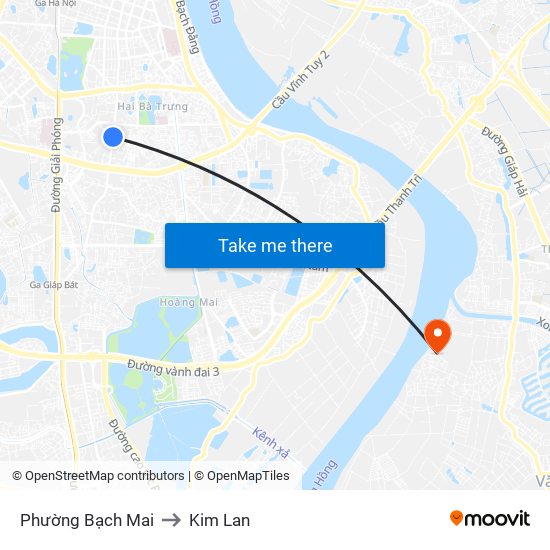 Phường Bạch Mai to Kim Lan map