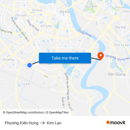 Phường Kiến Hưng to Kim Lan map