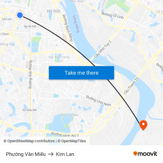 Phường Văn Miếu to Kim Lan map