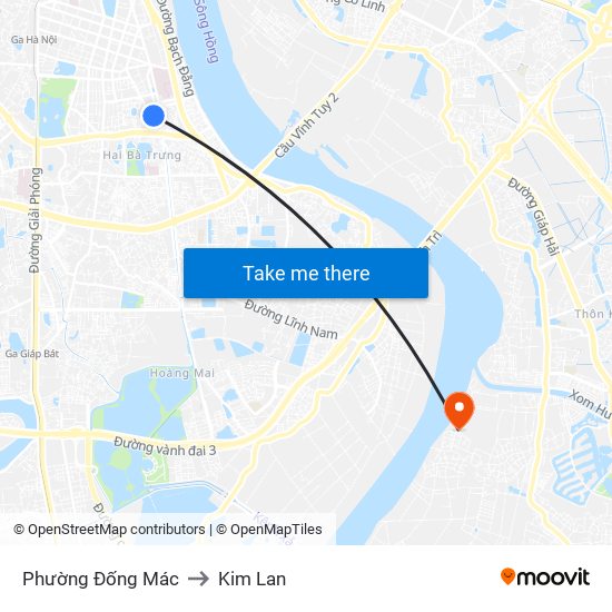 Phường Đống Mác to Kim Lan map