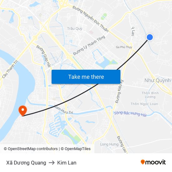 Xã Dương Quang to Kim Lan map