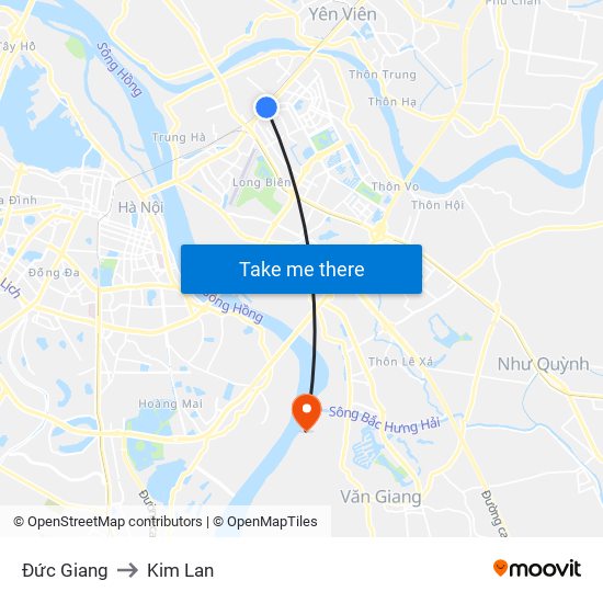 Đức Giang to Kim Lan map