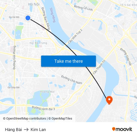 Hàng Bài to Kim Lan map