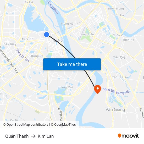 Quán Thánh to Kim Lan map