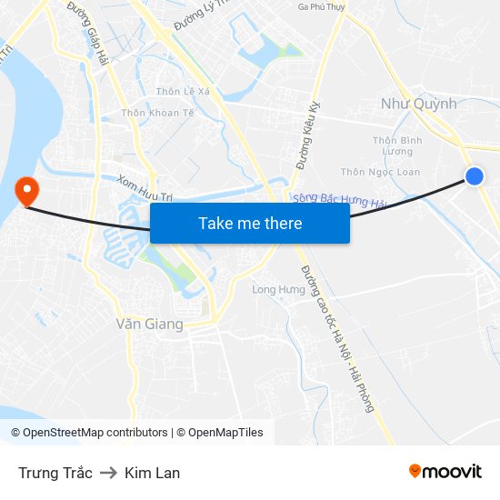 Trưng Trắc to Kim Lan map