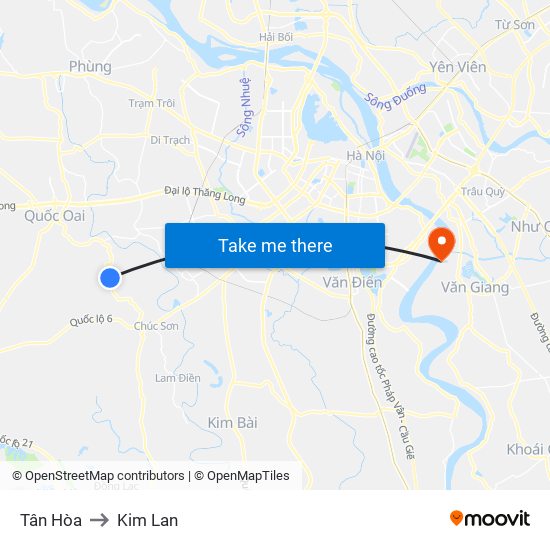 Tân Hòa to Kim Lan map