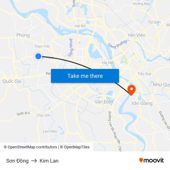 Sơn Đồng to Kim Lan map