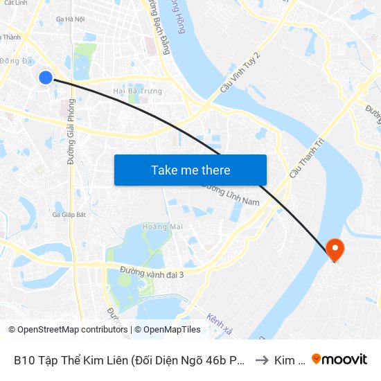 B10 Tập Thể Kim Liên (Đối Diện Ngõ 46b Phạm Ngọc Thạch) to Kim Lan map