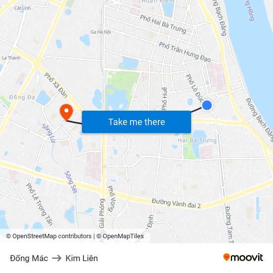 Đống Mác to Kim Liên map