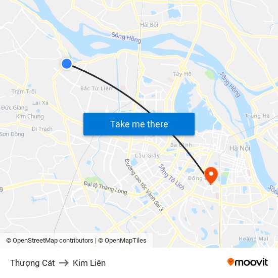 Thượng Cát to Kim Liên map