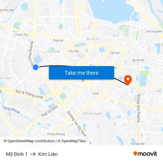 Mỹ Đình 1 to Kim Liên map