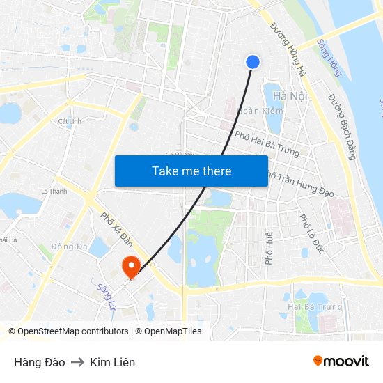 Hàng Đào to Kim Liên map