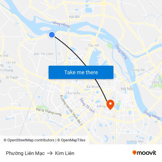 Phường Liên Mạc to Kim Liên map