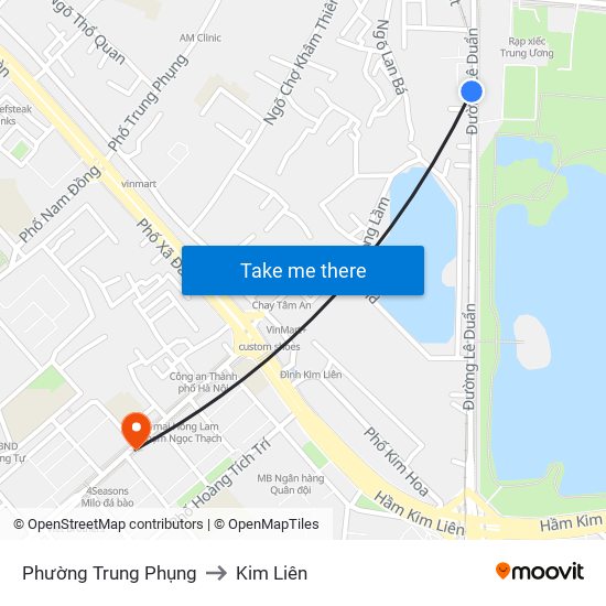 Phường Trung Phụng to Kim Liên map