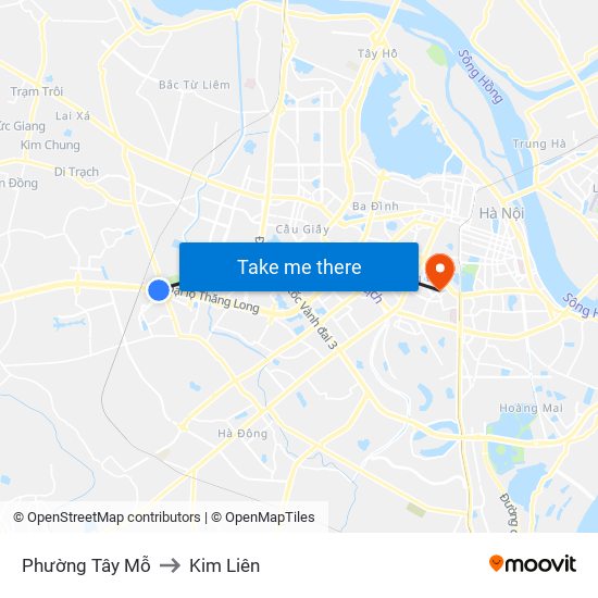 Phường Tây Mỗ to Kim Liên map