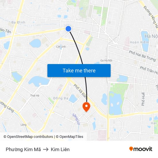 Phường Kim Mã to Kim Liên map