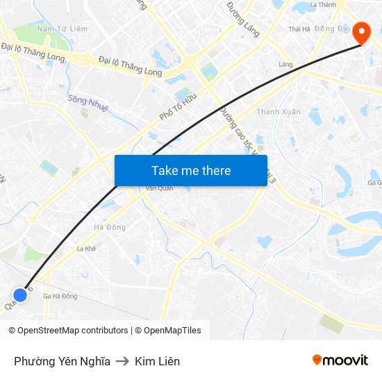 Phường Yên Nghĩa to Kim Liên map