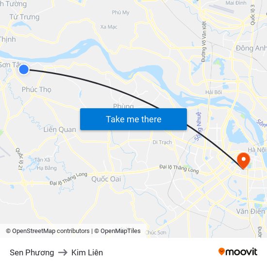 Sen Phương to Kim Liên map