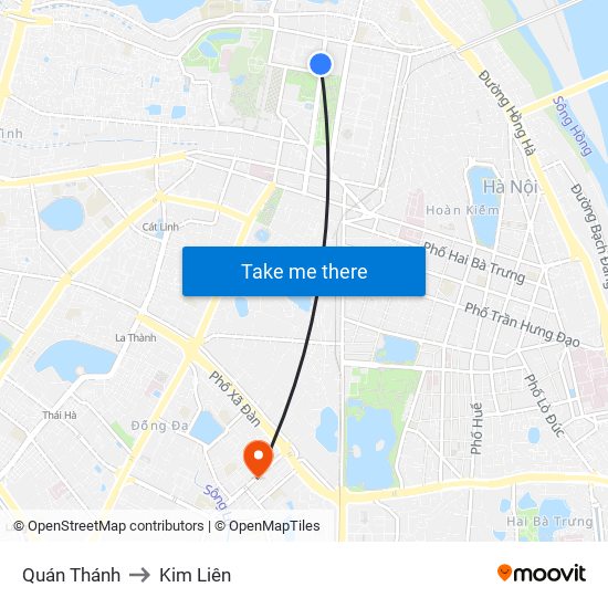 Quán Thánh to Kim Liên map