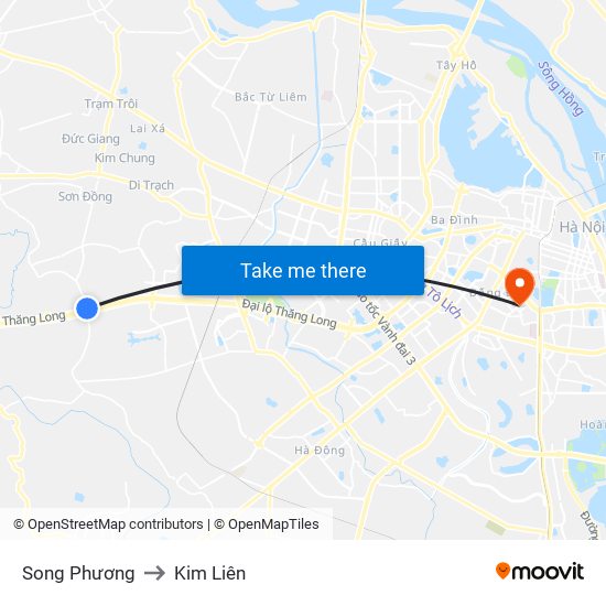 Song Phương to Kim Liên map