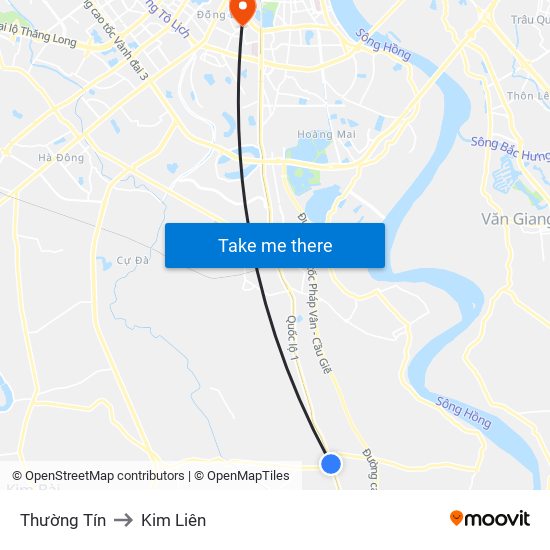 Thường Tín to Kim Liên map